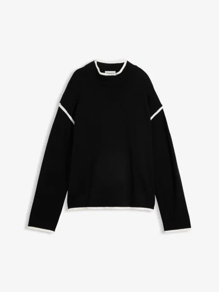 Sweter z golfem z mieszanki bawełny czarny