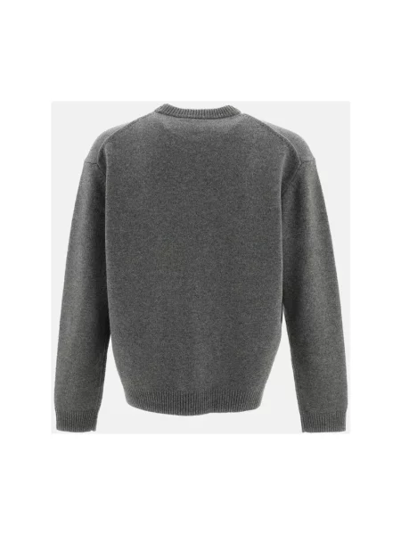 Maison Kitsuné Fox Head Intarsia Merino sweter wełniany szary