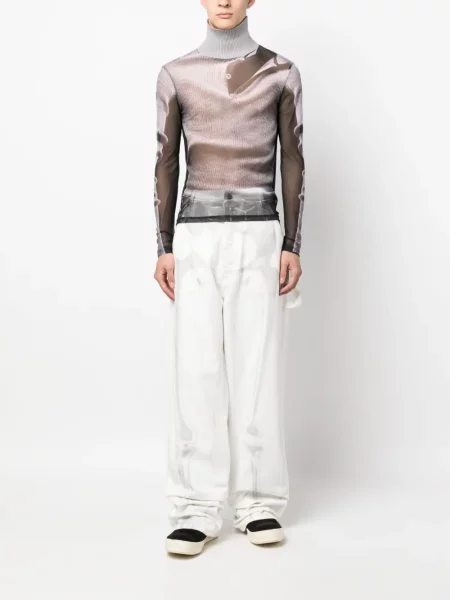 Raštuotos plačiakojis džinsai Off-white balta