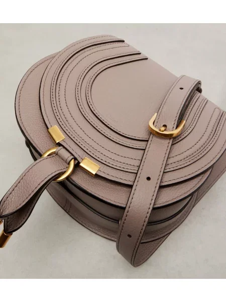 Geanta de piele Chloé Marcie din piele gri