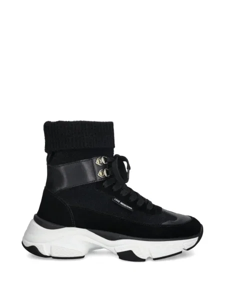 Sneakerși Love Moschino cu șireturi din dantelă negru