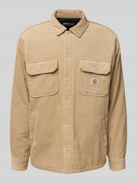 Kurtka koszulowa Carhartt Wip z kieszeniami na piersi beżowa