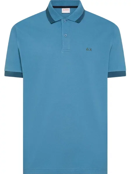 Tricou polo Sun68 cu autograf albastru