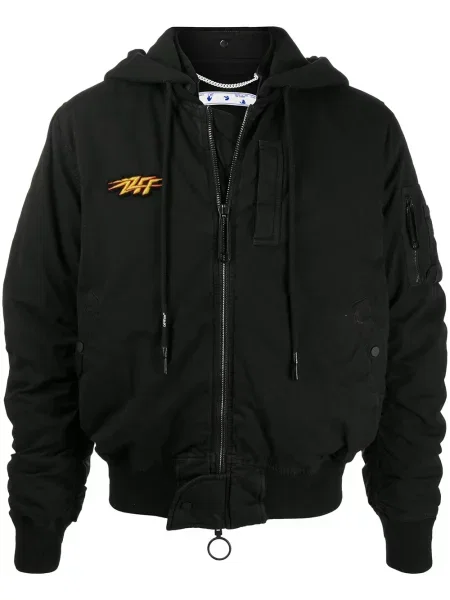 Geacă bomber Off-white cu glugă alb