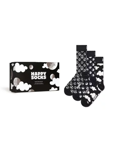 Happy Socks Skarpety 3 Pary Z Pudełkiem Prezentowym schwarz czarne