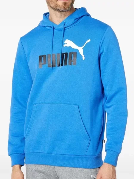 Hanorac cu glugă Puma din fleece cu autograf albastru