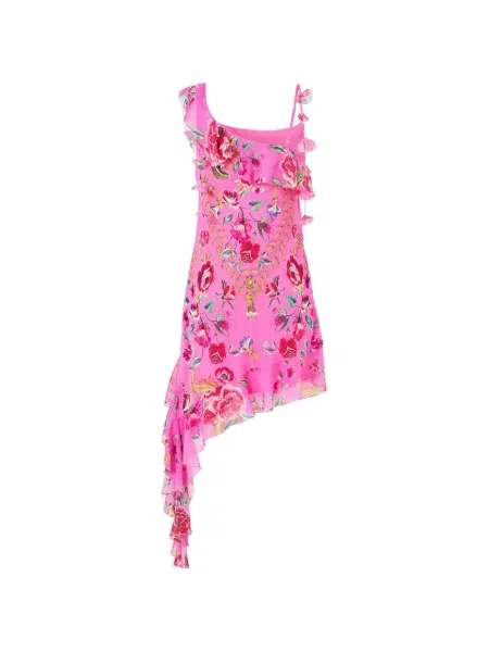 Rochie mini Camilla cu volane asimetrică roz