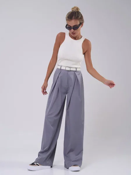 ISSA Plus Штани палаццо сірий