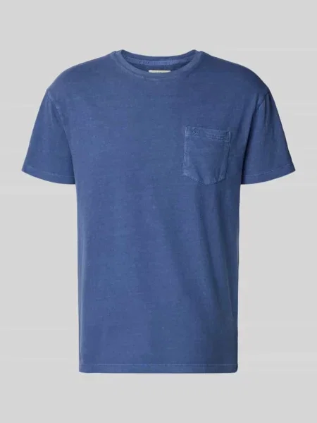 T-shirt z mieszanki bawełny i lnu z brustaszą Superdry niebieska