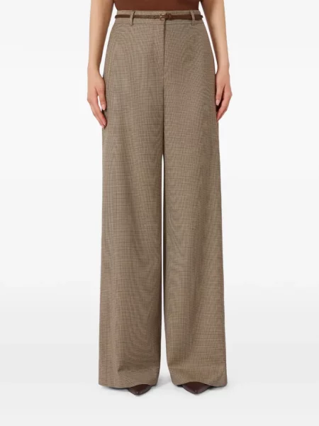 Pantaloni Max Mara în carouri maro