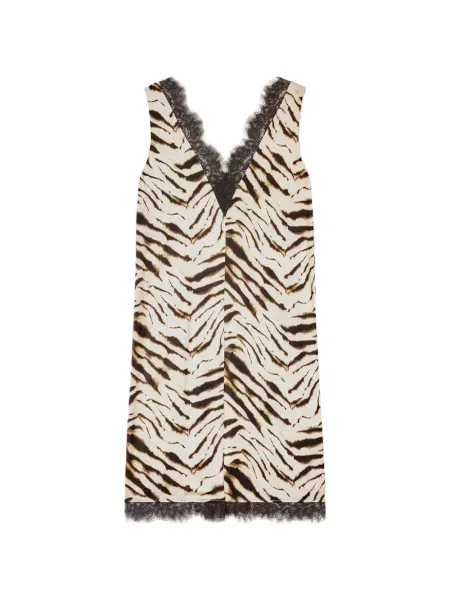 Rochie midi Ganni cu imagine din dantelă cu model zebră
