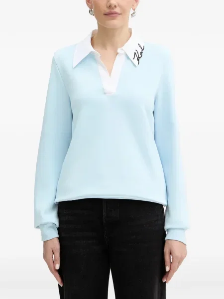 Polo Karl Lagerfeld cu broderie albastru