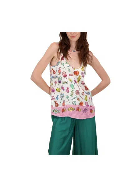 Wielobarwność top Me369 z nadrukiem na ramiączkach