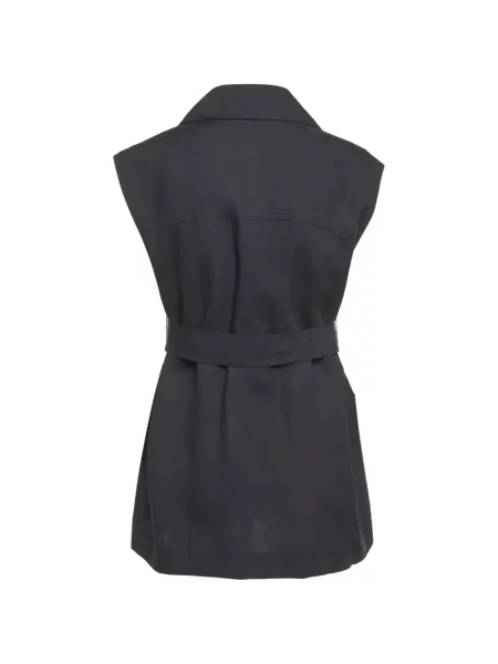 Cu centură geacă Max Mara fără mâneci albastru