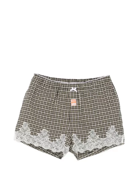 Pantaloni scurți Martine Rose în carouri din dantelă negru