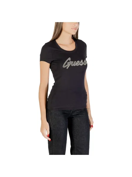 Tričko GUESS Ss Logo Hot Fix Tee Black XS černé
