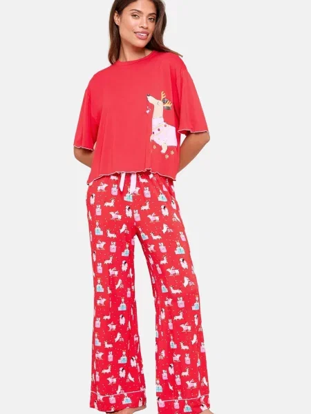 Lipsy Pijama roz pastel / roșu alb