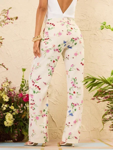 Love & roses Pantaloni / verde / rosé / roșu bej