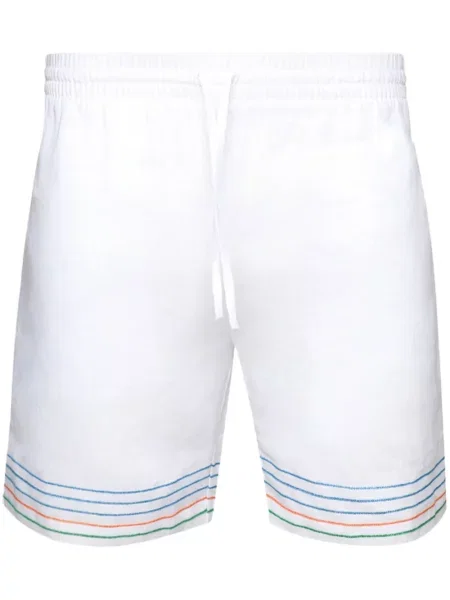 Pantaloni scurți Casablanca de in cu dungi alb