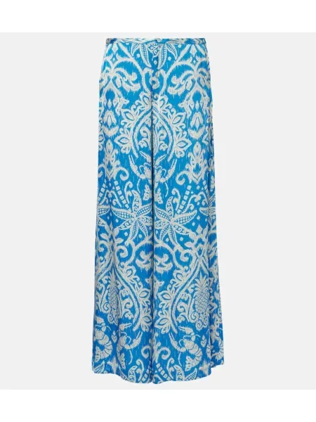 Pantaloni Poupette St Barth cu talie înaltă cu imagine albastru