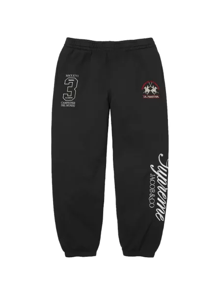 Pantaloni Supreme cu broderie alergare negru