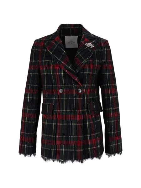 Sacou Shirtaporter în carouri din dantelă albastru
