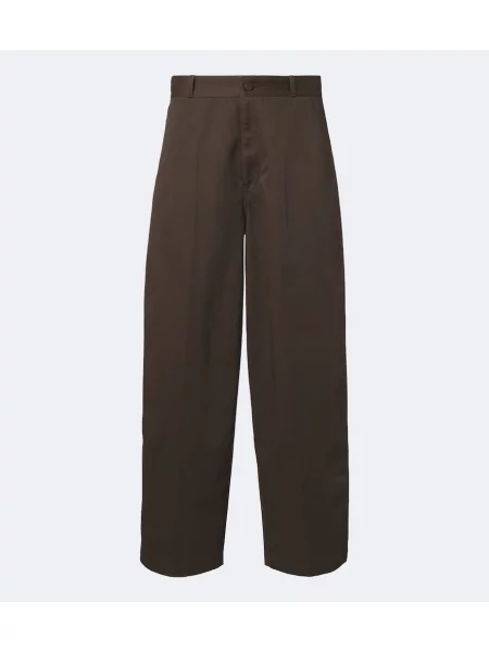 Pantaloni Lemaire din țesătură twill maro
