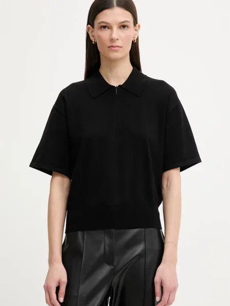 Calvin Klein polo swetrowe z wiskozą czarna
