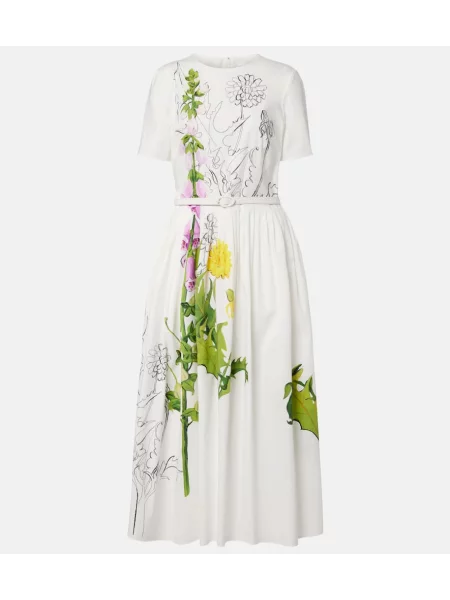 Rochie midi Oscar De La Renta până la genunchi din poplin de costum alb