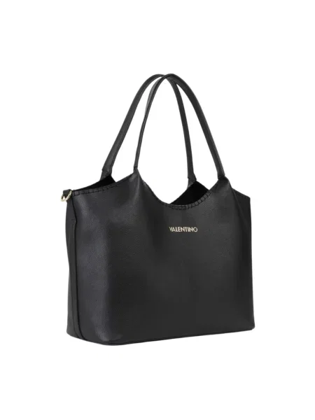 Lniana shopperka Valentino By Mario Valentino czarna