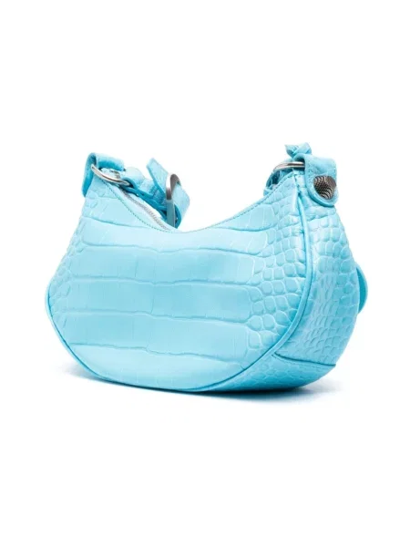 Lniana torebka Balenciaga niebieska