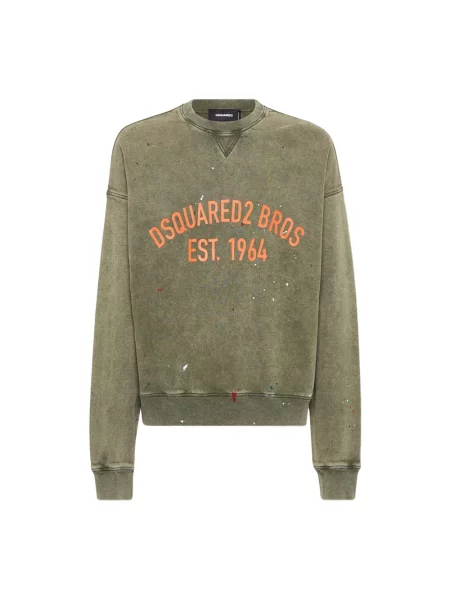 Bluzy Mężczyzna Zielony XL Bluza z efektem vintage Dsquared2 oliwkowa