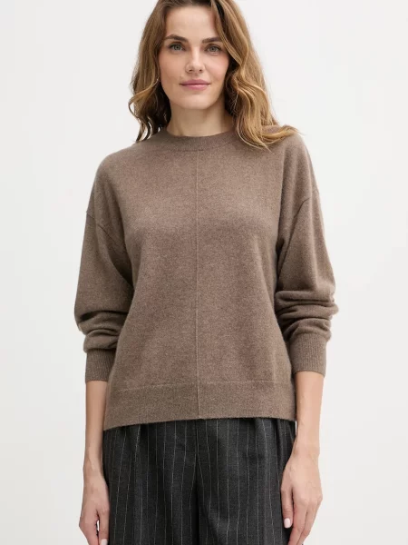 Кашмирен пуловер BOSS Fascona кафяво