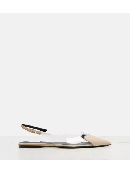 Balerini Alaïa din piele de căprioară slingback bej