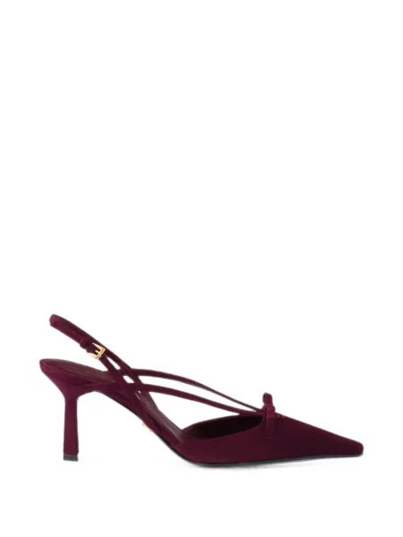Pantofi cu toc Prada din piele de căprioară slingback violet