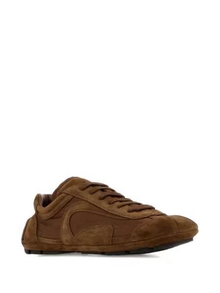 Sneakerși Prada din piele de căprioară maro