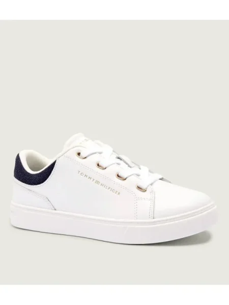 Teniși Tommy Hilfiger din piele cu toc jos alb