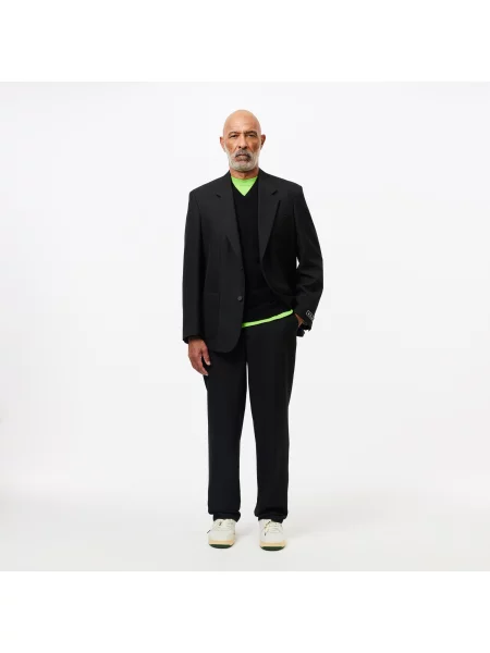 Lacoste Sweter Z Dekoltem W Serek Z Organicznej Bawełny czarny