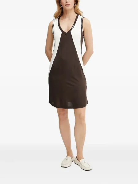 Rochie mini Liu Jo cu decolteu în V de costum maro