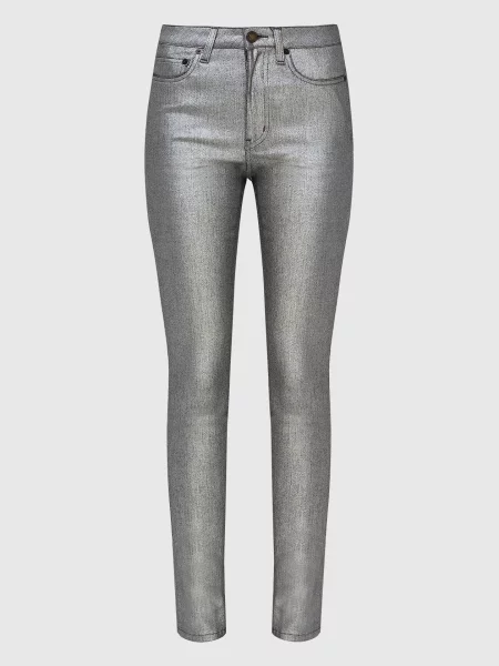 Сріблясті джинси Saint Laurent