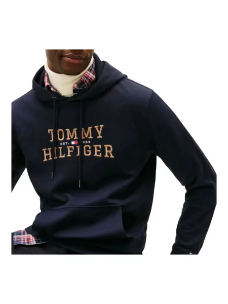 Geacă Tommy Hilfiger cu glugă albastru
