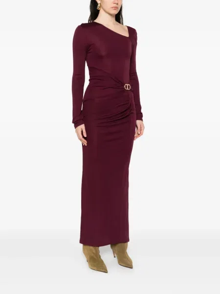 Rochie maxi Twinset drapată de costum violet