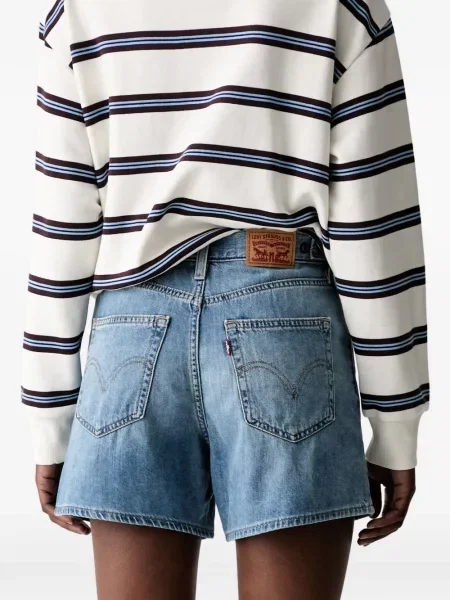 Decupat pantaloni scurți din denim Levi's® zdrențuiți cu talie înaltă albastru