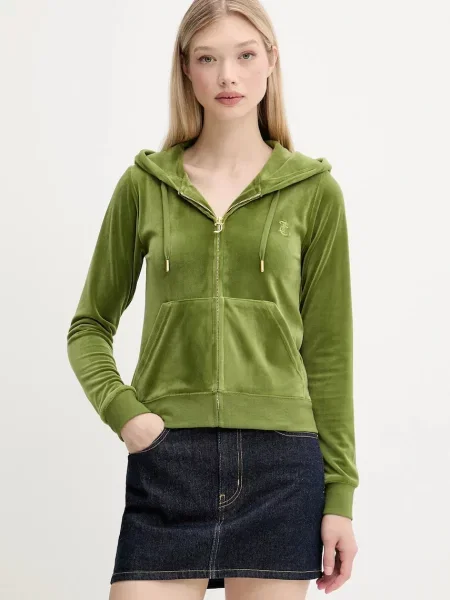 Juicy Couture bluza ROBERTSON HOODIE z kapturem z aplikacją zielony