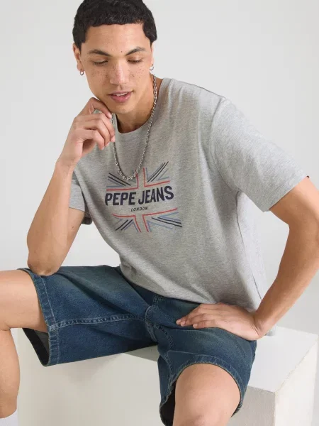 Pepe Jeans Tričko modrá / námornícka modrá / melírovaná / svetločervená sivá