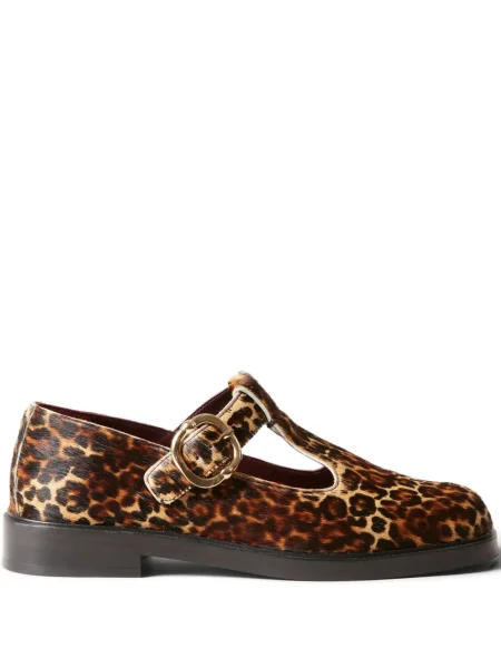 Pantofi loafer Claudie Pierlot cu imagine cu model leopard cu cataramă maro
