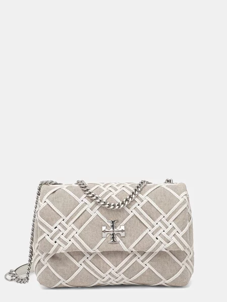 Tory Burch geantă Kira Woven Canvas Small bej