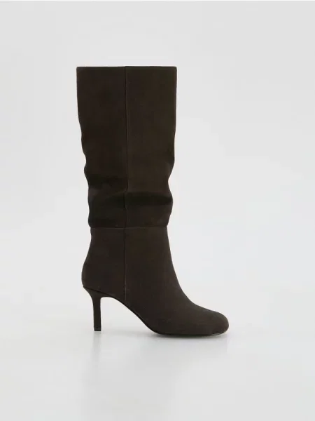 Замшевые сапоги Reserved коричневые