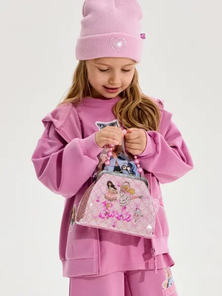 Sinsay Barbie kabelka kufřík s dekorativní rukojetí a lesklým povrchem růžová