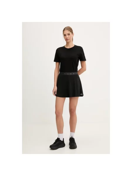 Rozkloszowana sportowa spódnica z detal z logo Lacoste Sport czarna